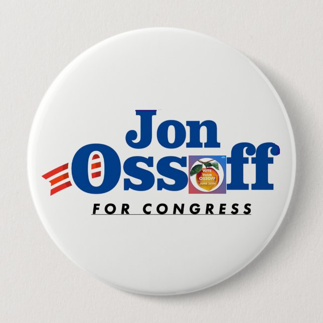 Badge Rond 10 Cm Jon Ossoff pour le #VoteYourOssoff de bouton du (Devant)