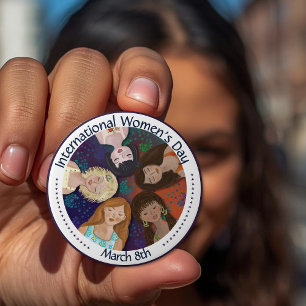 Badge Rond 10 Cm Journée internationale de la femme célébrant l'uni