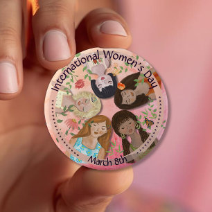 Badge Rond 10 Cm Journée internationale de la femme Portraits fémin