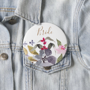 Badge Rond 10 Cm Joyeuse mariée Mariage de Florals d'aquarelle