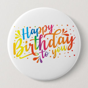 Badge Rond 10 Cm Joyeux anniversaire - couleurs arc-en-ciel Bouton 
