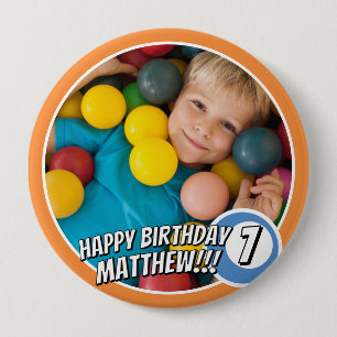Badge Rond 10 Cm Joyeux Anniversaire Moderne Simple Comic Ball Phot