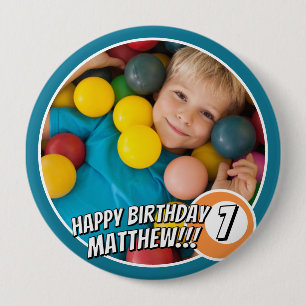 Badge Rond 10 Cm Joyeux Anniversaire Moderne Simple Comic Ball Phot