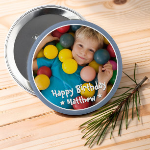 Badge Rond 10 Cm Joyeux Anniversaire Moderne Simple Étoile Photo