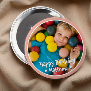 Badge Rond 10 Cm Joyeux Anniversaire Moderne Simple Photo