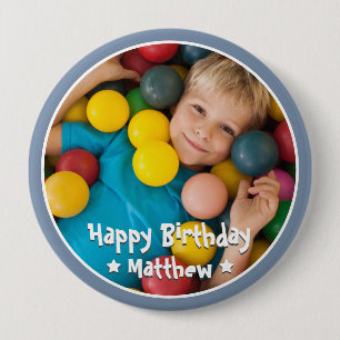 Badge Rond 10 Cm Joyeux Anniversaire Moderne Simple Photo