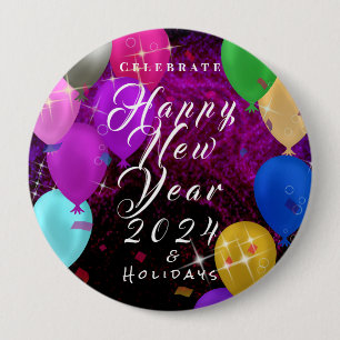 Badge Rond 10 Cm Joyeux ballon du Nouvel An