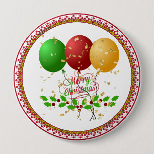 Badge Rond 10 Cm Joyeux Noël, conception festive,