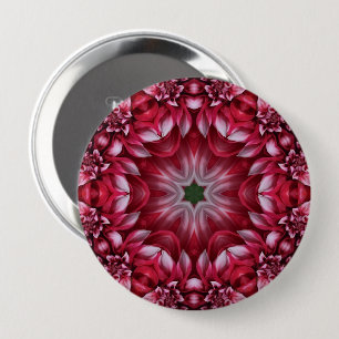 Badge Rond 10 Cm Kaleidoscopic Crimson Dahlia