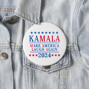 Badge Rond 10 Cm Kamala Harris 2024 Rire de nouveau à l'Amérique