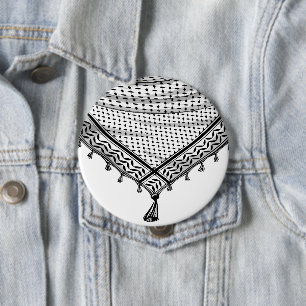 Badge Rond 10 Cm Keffiyeh Écharpe palestinienne tissu traditionnel