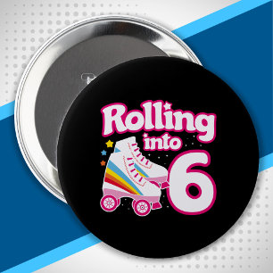 Badge Rond 10 Cm Kids Skate Party - 6e anniversaire - Roller Skate