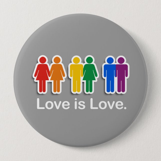 BADGE ROND 10 CM L'AMOUR, C'EST L'AMOUR GRIS (Devant)