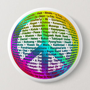 Badge Rond 10 Cm Langue du monde de paix