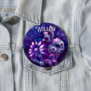 Badge Rond 10 Cm Lapin de Floral Fantaisiste Personnalisé