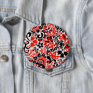 Badge Rond 10 Cm L'art populaire ukrainien motif floral abstact
