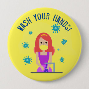 Badge Rond 10 Cm Lavez vos mains en toute sécurité