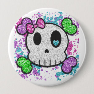 Badge Rond 10 Cm Le crâne Pinback de fille boutonne le Pin de sac 