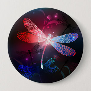Badge Rond 10 Cm libellule rouge brillante