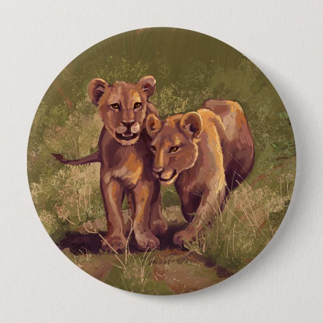 Badge Rond 10 Cm Lion Cubs (Devant)
