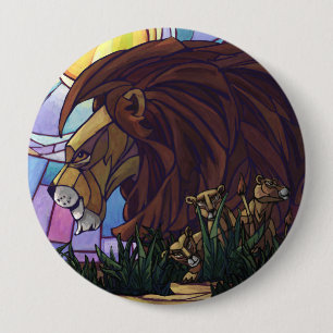 Badge Rond 10 Cm Lion et petits