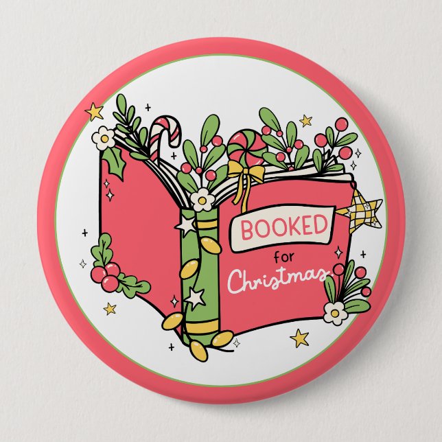 Badge Rond 10 Cm Livres de Noël (Devant)