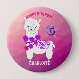 Badge Rond 10 Cm Llama Cute Merci