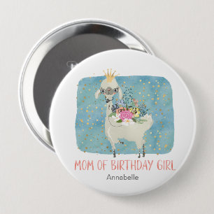 Badge Rond 10 Cm Llama Love Aquarelle mignonne Maman de fille d'ann