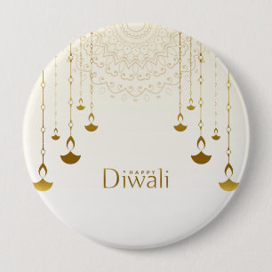 Badge Rond 10 Cm Lumière dorée de Diwali