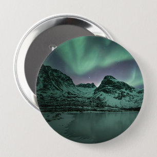 Badge Rond 10 Cm Lumières du nord vertes