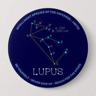 Badge Rond 10 Cm Lupus de constellation de l'hémisphère sud