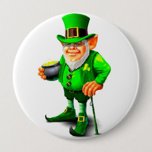 Badge Rond 10 Cm LUTIN AVEC LE POT du bouton d'OR