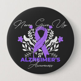 Badge Rond 10 Cm Lutte contre le Ruban d'Alzheimer Sensibilisation 