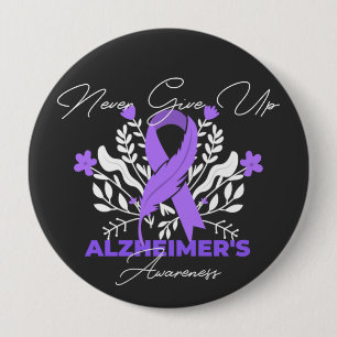 Badge Rond 10 Cm Lutte contre le Ruban d'Alzheimer Sensibilisation 