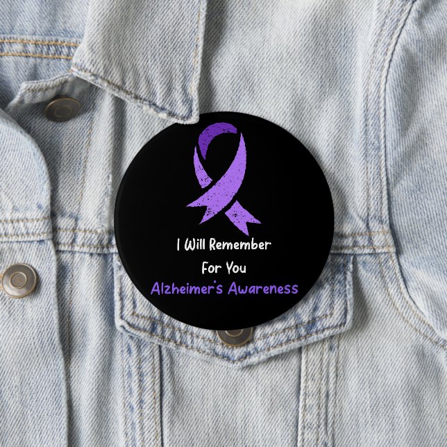 Badge Rond 10 Cm Lutte contre le Ruban d'Alzheimer Sensibilisation  (En situation)