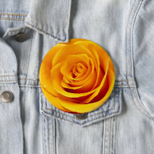 Badge Rond 10 Cm Macro rose jaune