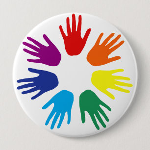 Badge Rond 10 Cm Main arc-en-ciel