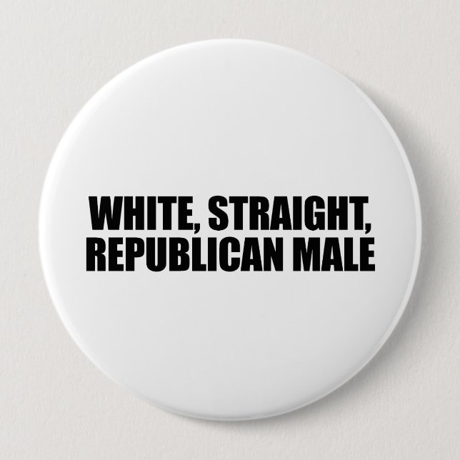 Badge Rond 10 Cm Mâle républicain droit blanc (Devant)