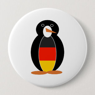 Badge Rond 10 Cm Manchot Deutsch - Manchot au drapeau allemand