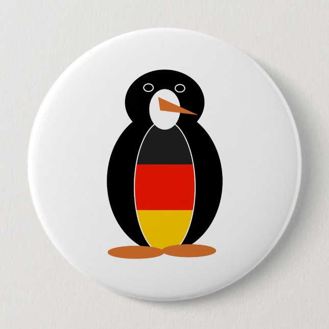 Badge Rond 10 Cm Manchot Deutsch - Manchot au drapeau allemand (Devant)