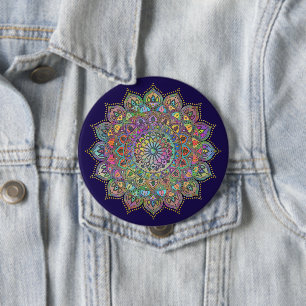 Badge Rond 10 Cm Mandala Inde Style 1