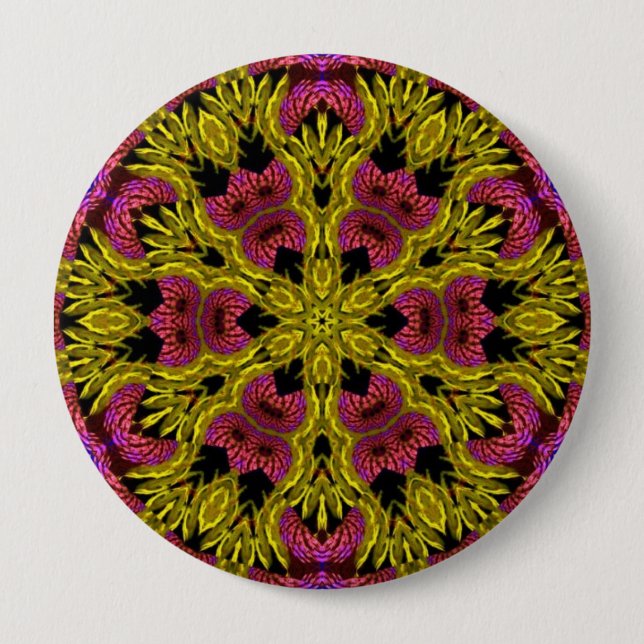Badge Rond 10 Cm Mandala psychédélique #05 Bouton (Devant)