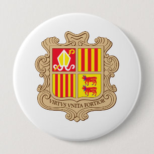 Badge Rond 10 Cm Manteau de l'Andorre des bras