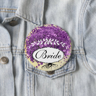 Badge Rond 10 Cm Mariage de l'arbre à feuilles en forme de cœur vio