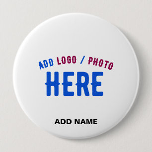 BADGE ROND 10 CM MARQUE BLANCHE MODERNE ET PERSONNALISABLE VÉRIFIÉE