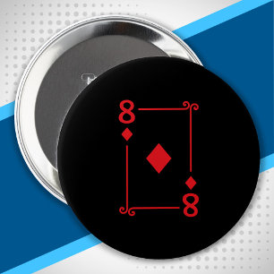 Badge Rond 10 Cm Matching Eight Diamonds Suit Playing Cards 8