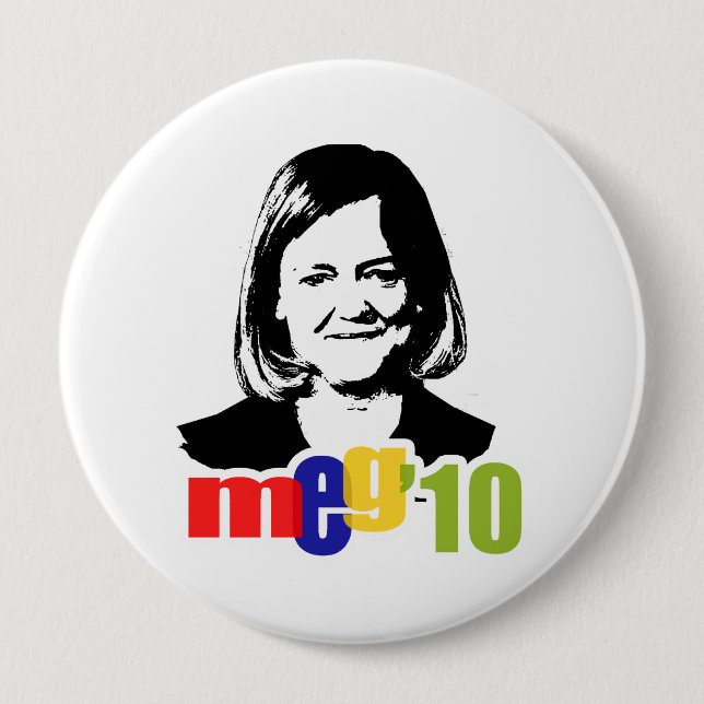 Badge Rond 10 Cm Meg Whitman pour le gouverneur 2010 (Devant)