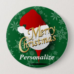 Badge Rond 10 Cm Merveilleux Christmas Golf Ball