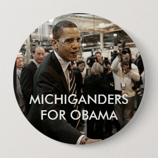 BADGE ROND 10 CM MICHIGANDERS POUR OBAMA