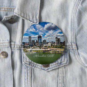 Badge Rond 10 Cm Milwaukee, Wisconsin, photo de la ville,